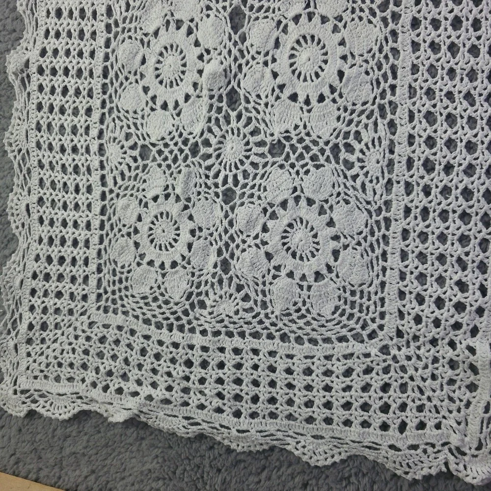 Elegance in Crochet by Tessile 9pc Set White Cotton Table Runner Doilies Coaster